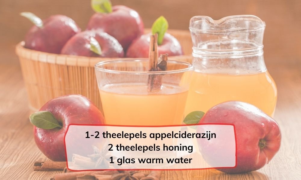 1-2 theelepels appelciderazijn 2 theelepels honing 1 glas warm water bij glablaas klachten door stress